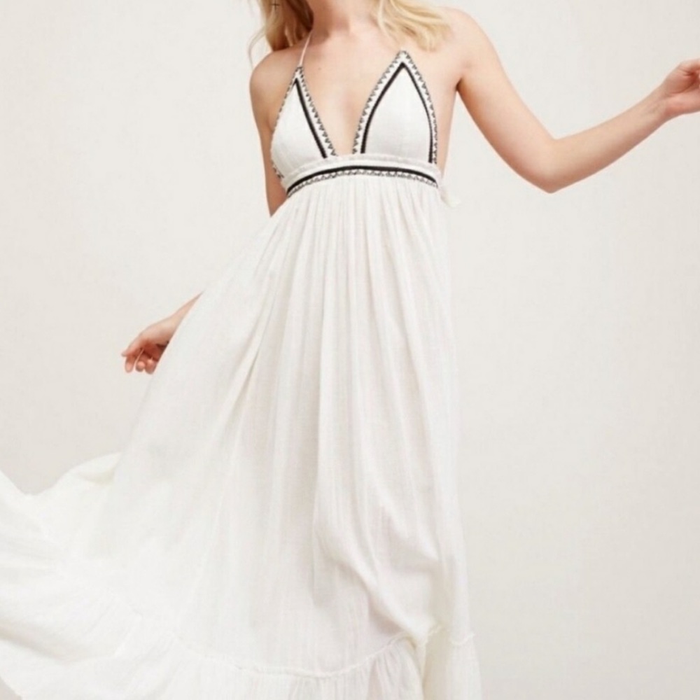 Free People Endless Summer Crepe Halter Maxi- Size M